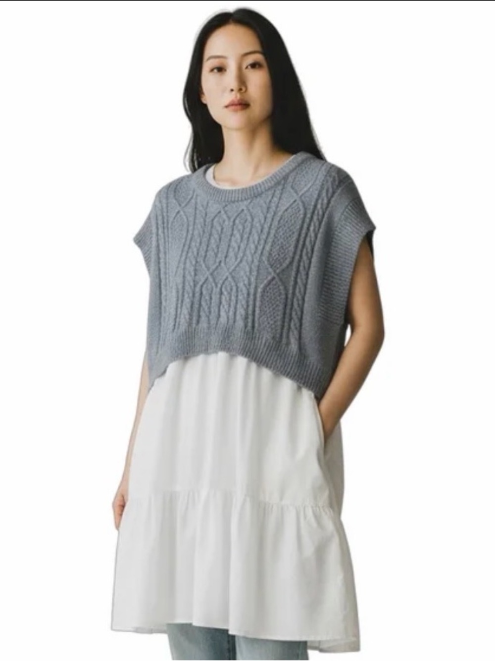 Pastel Woman’s Dress Tunic with Contrasting Sweater Attached Skirt size M/L